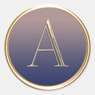 ALLE INITIALEN Goud Monogram Navy Blauw Ombre Fade Ronde Sticker