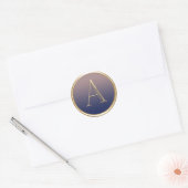 ALLE INITIALEN Goud Monogram Navy Blauw Ombre Fade Ronde Sticker (Envelop)