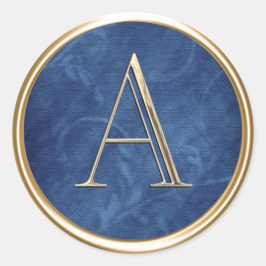 ALLE INITIALEN Goud Monogram Navy Blauw Patroon Ronde Sticker (Voorkant)