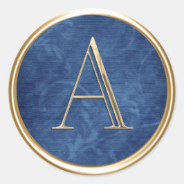 ALLE INITIALEN Goud Monogram Navy Blauw Patroon Ronde Sticker