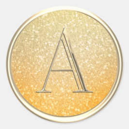 ALLE INITIALEN Goud Monogram Ombre Glitter Sinaasa Ronde Sticker