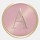ALLE INITIALEN Goud Monogram op Dusty Roos Roze Ronde Sticker (Voorkant)