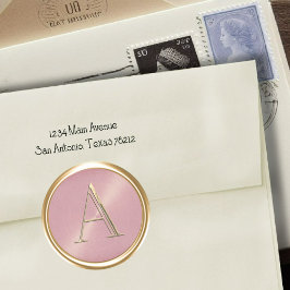 ALLE INITIALEN Goud Monogram op Dusty Roos Roze Ronde Sticker