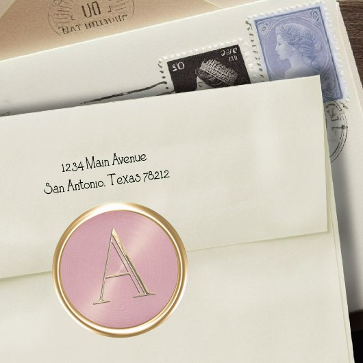 ALLE INITIALEN Goud Monogram op Dusty Roos Roze Ronde Sticker