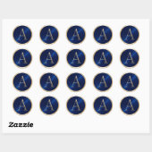 ALLE INITIALEN Goud Monogram op elke kleur Ronde Sticker (Vel)