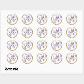 ALLE INITIALEN Goud Monogram op Paarse Wisteria Ronde Sticker (Vel)