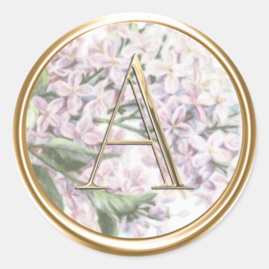 ALLE INITIALEN Goud Monogram op Roze Paarse Lilacs Ronde Sticker (Voorkant)