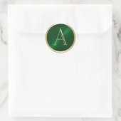 ALLE INITIALEN Goud Monogram op Smaragd Groen Ronde Sticker (Tas)