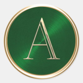 ALLE INITIALEN Goud Monogram op Smaragd Groen Ronde Sticker