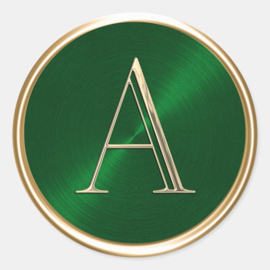 ALLE INITIALEN Goud Monogram op Smaragd Groen Ronde Sticker (Voorkant)