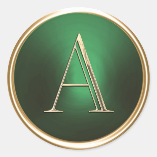 ALLE INITIALEN Goud Monogram op Smaragd Groen Ronde Sticker (Voorkant)