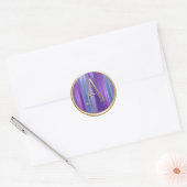 ALLE INITIALEN Goud Monogram Paarse Blauwe Strepen Ronde Sticker (Envelop)