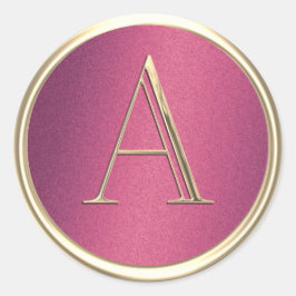 ALLE INITIALEN Goud Monogram Roos Roze Shimmer Ronde Sticker