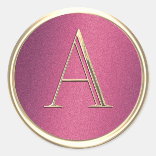 ALLE INITIALEN Goud Monogram Roos Roze Shimmer Ronde Sticker (Voorkant)
