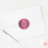 ALLE INITIALEN Goud Monogram Roos Roze Shimmer Ronde Sticker (Envelop)