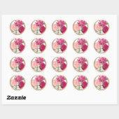 ALLE INITIALEN Goud Monogram Roze Bloemen Ronde Sticker (Vel)