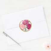 ALLE INITIALEN Goud Monogram Roze Bloemen Ronde Sticker (Envelop)