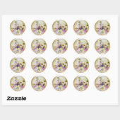 ALLE INITIALEN Goud Monogram Roze Geel Bloemen Ronde Sticker (Vel)