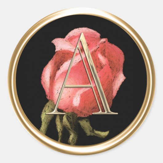 ALLE INITIALEN Goud Monogram Roze Rose Zwart Ronde Sticker (Voorkant)