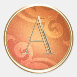 ALLE INITIALEN Goud Monogram Sinaasappel Patroon Ronde Sticker