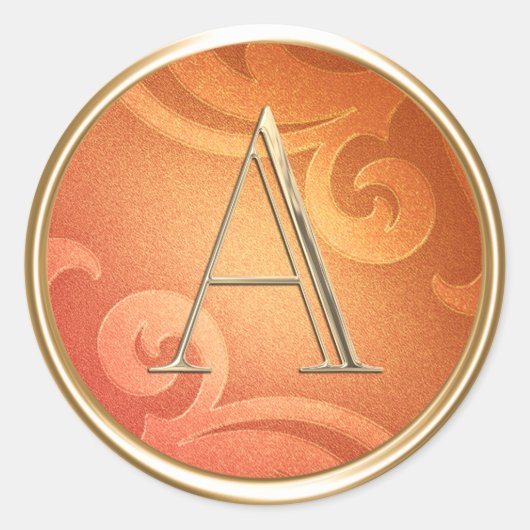 ALLE INITIALEN Goud Monogram Sinaasappel Patroon Ronde Sticker (Voorkant)