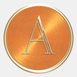 ALLE INITIALEN Goud Monogram Sinaasappel Patroon Ronde Sticker