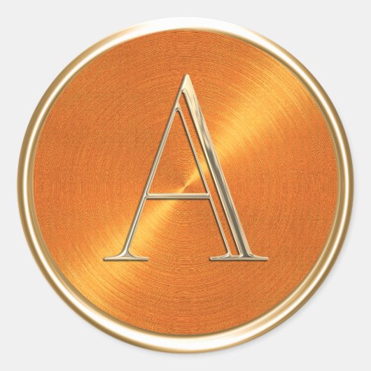 ALLE INITIALEN Goud Monogram Sinaasappel Patroon Ronde Sticker (Voorkant)