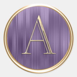ALLE INITIALEN Goud Monogram Stof Lavendel Paars Ronde Sticker
