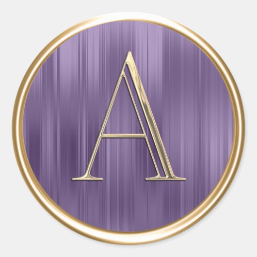 ALLE INITIALEN Goud Monogram Stof Lavendel Paars Ronde Sticker (Voorkant)