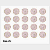 ALLE INITIALEN Goud Monogram Stoffig Roos Roze Dam Ronde Sticker (Vel)