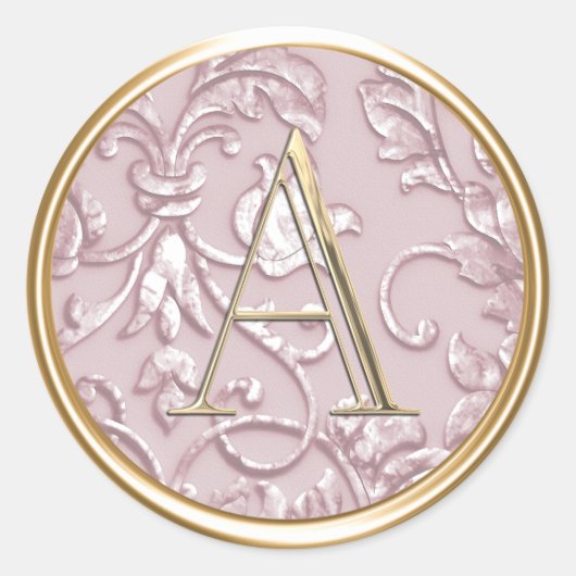 ALLE INITIALEN Goud Monogram Stoffig Roos Roze Dam Ronde Sticker (Voorkant)