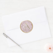 ALLE INITIALEN Goud Monogram Stoffig Roos Roze Dam Ronde Sticker (Envelop)