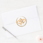 ALLE INITIALEN Goud Monogram Twee Oranje harten Ronde Sticker (Envelop)