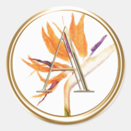 ALLE INITIALEN Goud Monogram Vogelparadijs Tropisc Ronde Sticker