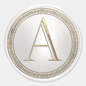 ALLE INITIALEN Goud Wit met Gouden Ring Ronde Sticker (Voorkant)