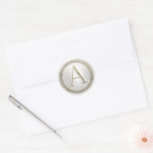 ALLE INITIALEN Goud Wit met Gouden Ring Ronde Sticker (Envelop)