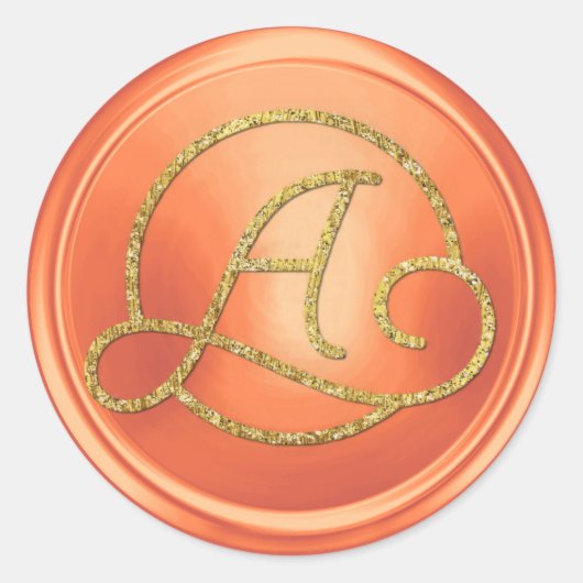 ALLE INITIALEN Gouden Cirkel Monogram Koper Ronde Sticker (Voorkant)