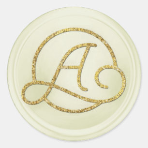 ALLE INITIALEN Gouden Cirkel Monogram Off White Ronde Sticker
