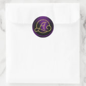 ALLE INITIALEN Gouden cirkelmonogram donkerpaars Ronde Sticker (Tas)