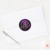 ALLE INITIALEN Gouden cirkelmonogram donkerpaars Ronde Sticker (Envelop)