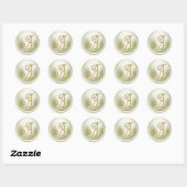 ALLE INITIALEN Gouden Monogram 3 Off White Ronde Sticker (Vel)