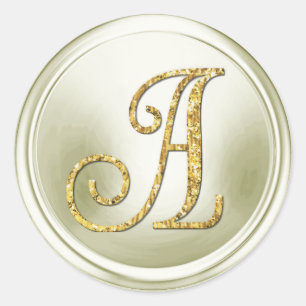 ALLE INITIALEN Gouden Monogram 3 Off White Ronde Sticker