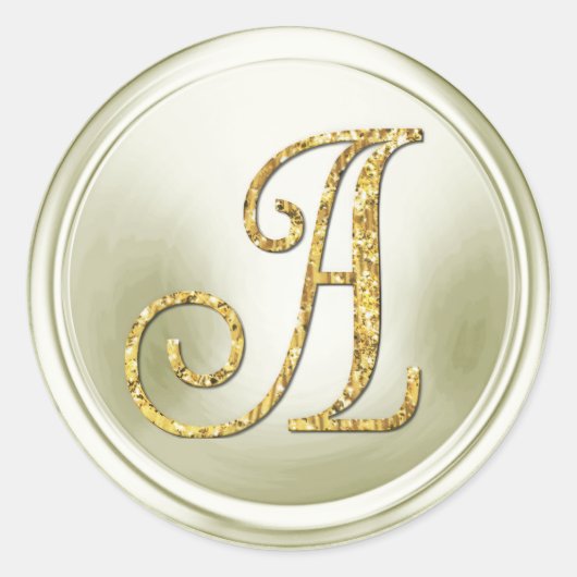 ALLE INITIALEN Gouden Monogram 3 Off White Ronde Sticker (Voorkant)