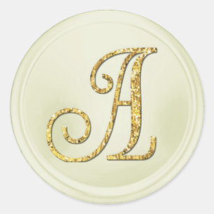 ALLE INITIALEN Gouden Monogram 3 Off White Ronde Sticker