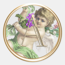 ALLE INITIALEN Gouden Monogram Cherub Groen