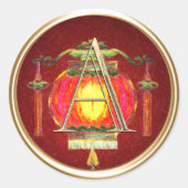 ALLE INITIALEN Gouden Monogram Chinese Lantaarn Ronde Sticker (Voorkant)