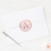 ALLE INITIALEN Gouden Monogram Gouden Harten Ronde Sticker (Envelop)