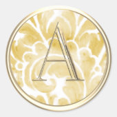 ALLE INITIALEN Gouden Monogram Gouden Pluim Ronde Sticker (Voorkant)