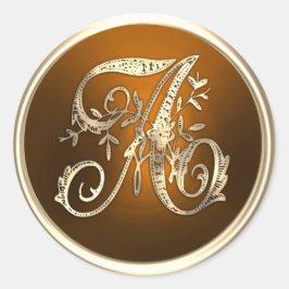 ALLE INITIALEN Gouden Monogram Initiaal Roest Ronde Sticker