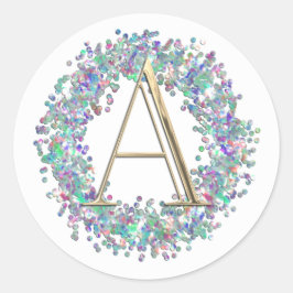 ALLE INITIALEN Gouden Monogram Iriserende Glitter Ronde Sticker